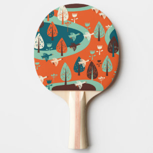 Geese Forest: Vintage Nature Scene Ping Pong Paddle