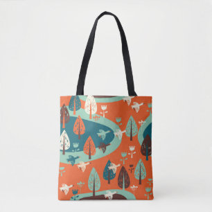Geese Forest: Vintage Nature Scene Tote Bag