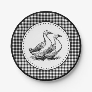 Geese Gingham Paper Plate
