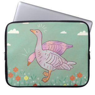 Geese Girls Whimsical Folk Art Goose Duo Laptop Sleeve