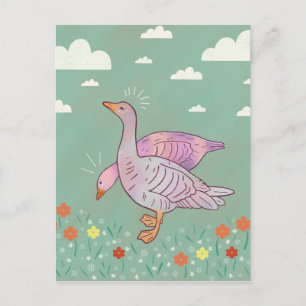 Geese Girls Whimsical Folk Art Goose Duo Postcard