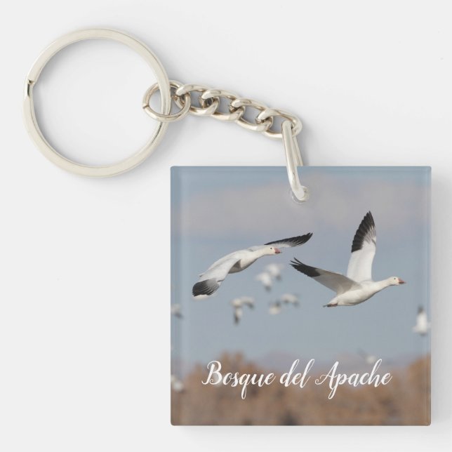 Geese in the Bosque del Apache skies Key Ring (Front)