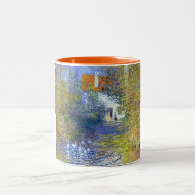 Geese in the Creek, Claude Monet Two-Tone Coffee Mug (Center)