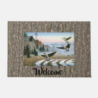 Geese In The Farm Field Doormat