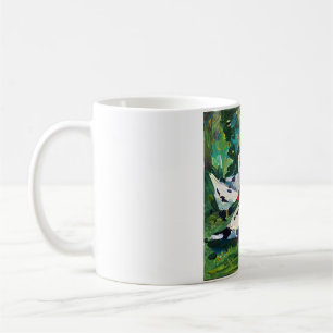 geese in the village on the pond coffee mug