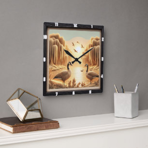 Geese Lakewood Heritage  Square Wall Clock