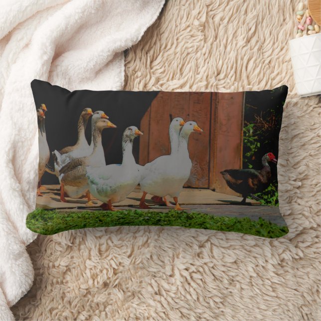 Geese On The March  Lumbar Cushion (Blanket)