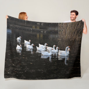 GEESE on the POND Fleece Blanket