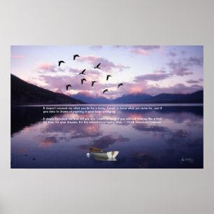 Geese Over Glacier Lake at Sunset Poster