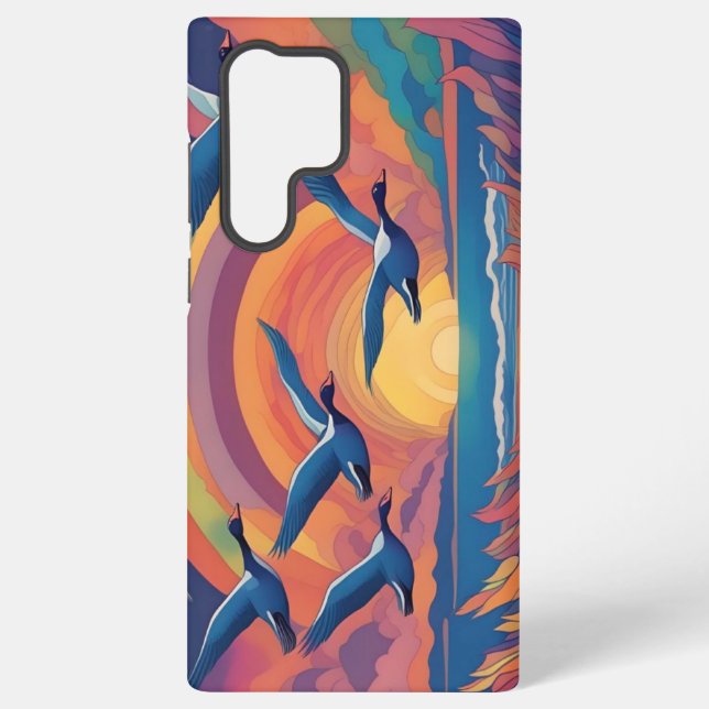 Geese Over the Beach at Sunrise Samsung Galaxy S22 Ultra Case (Back)