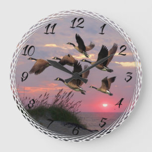 GEESE OVER THE DUNES LARGE CLOCK