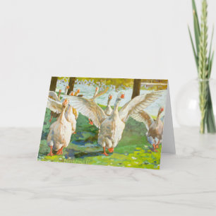 Geese Running Through The Green Park Card