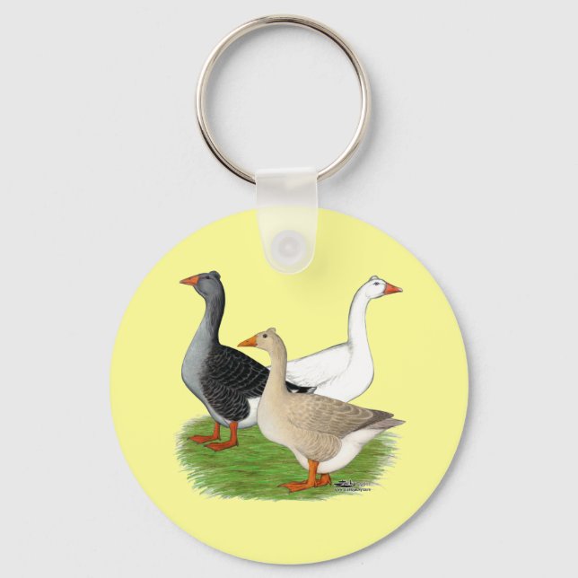 Geese:  Tufted Trio Key Ring (Front)