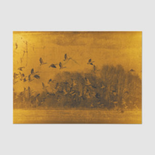 Geese Vintage Antique Orange Yellow Texture Sunset Tissue Paper