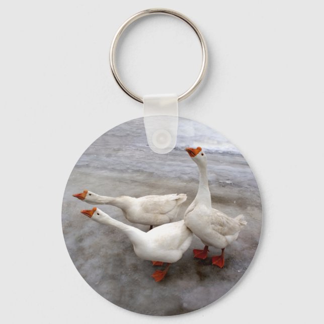 Geese white key ring (Front)