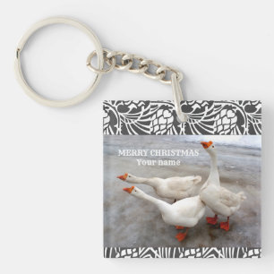 Geese white   key ring