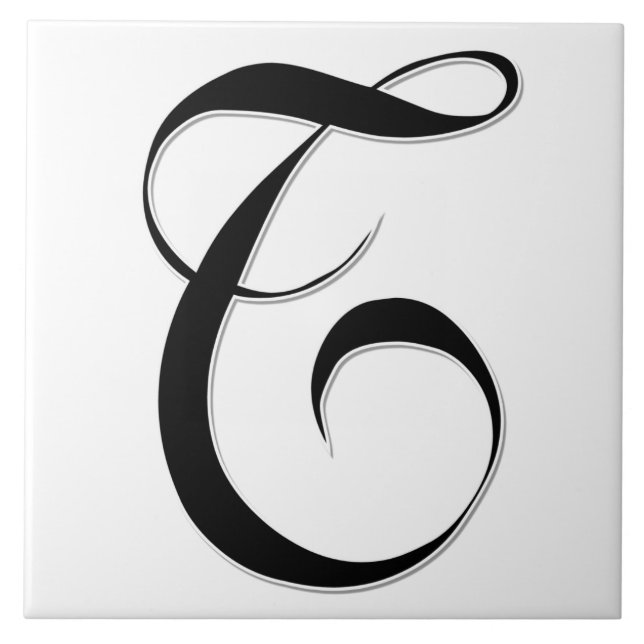 Geesele Letter T in Black Monogram Tile (Front)