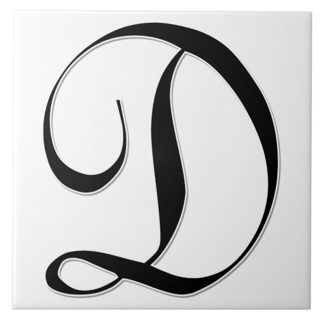 Geessele Letter D in Black Monogram Tile (Front)