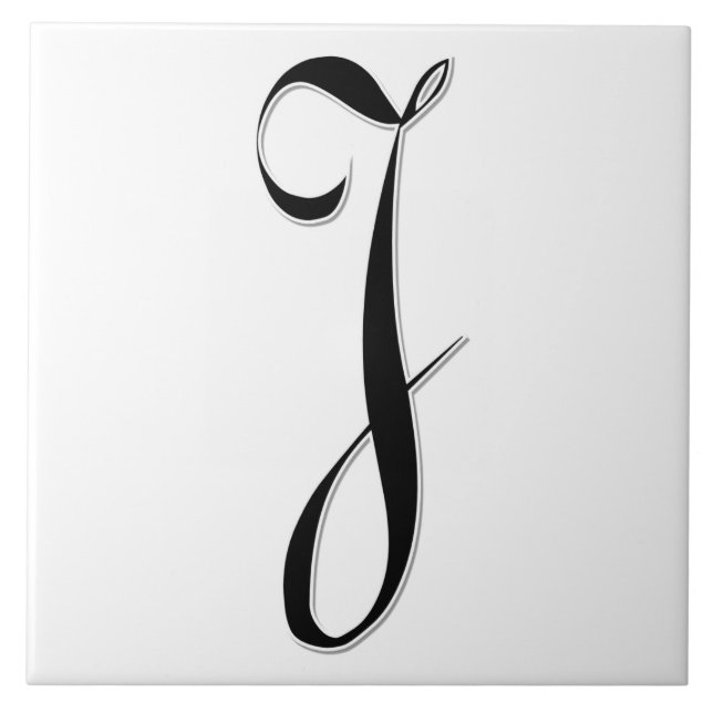 Geessele Letter J in Black Monogram Tile (Front)