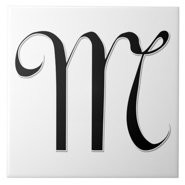 Geessele Letter M in Black Monogram Tile (Front)