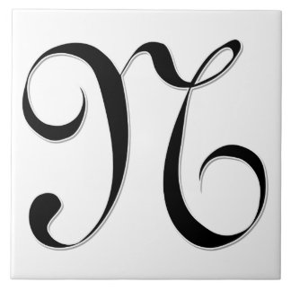 Geessele Letter N in Black Monogram Tile