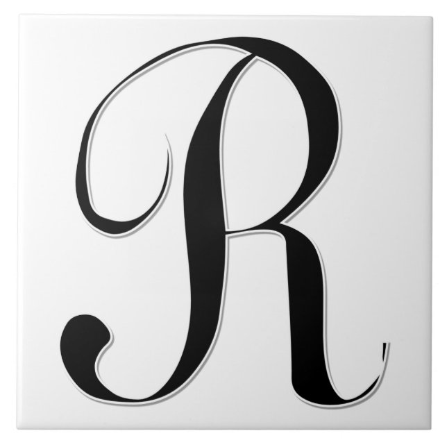 Geessele Letter R in Black Monogram Tile (Front)