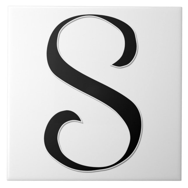 Geessele Letter S in Black Monogram Tile (Front)