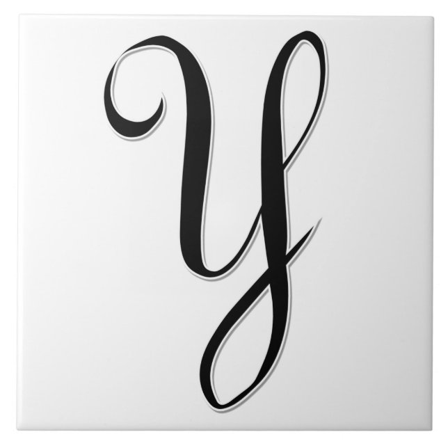 Geessele Letter Y in Black Monogram Tile (Front)