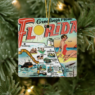 Geetings From Florida Ceramic Ornament