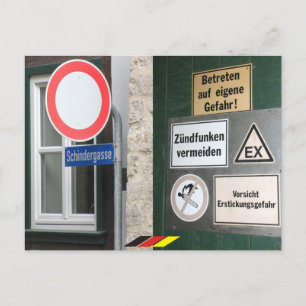 gefährliches Deutschland bunte Verbote Schild Postcard