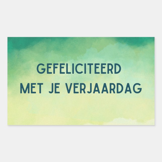 Gefeliciteerd met je verjaardag, Dutch birthday  Rectangular Sticker (Front)