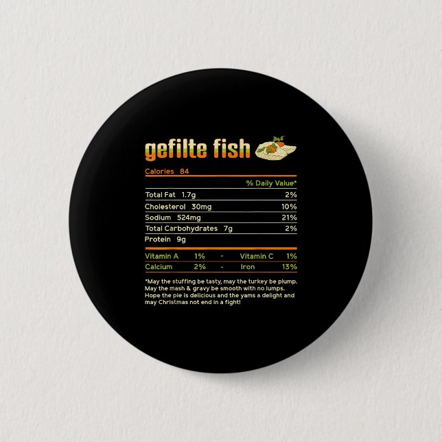 Gefilte Fish Nutrition Facts Family Matching Chris 6 Cm Round Badge (Front)