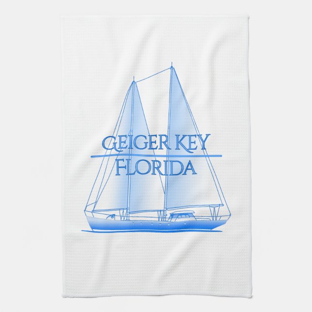 Geiger Key Coastal Nautical Sailing Sailor Tea Towel (Vertical)