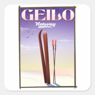 Geilo , Norway ski travel poster Square Sticker