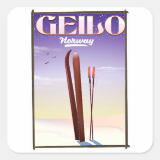 Geilo , Norway ski travel poster Square Sticker