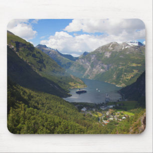 Geiranger Fjord landscape, Norway Mouse Pad
