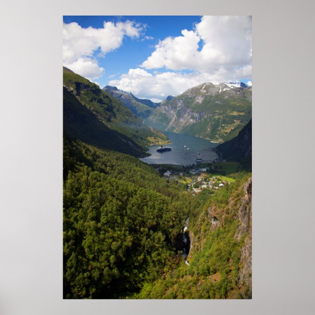 Geiranger Fjord landscape, Norway Poster (Front)