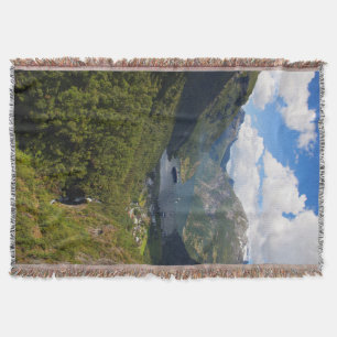 Geiranger Fjord landscape, Norway Throw Blanket