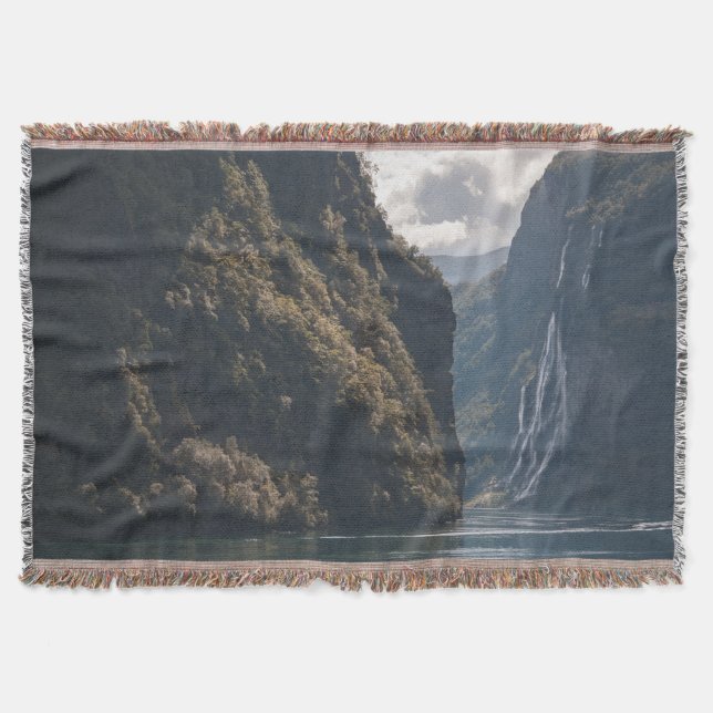 Geiranger Fjord Norway Throw Blanket (Front)