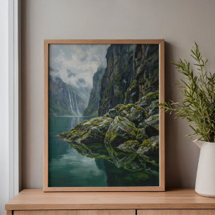 Geirangerfjord Norway Moody Art Canvas Print