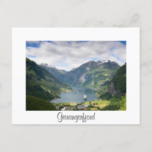 Geirangerfjord view white border card