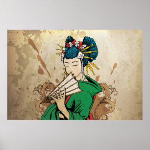 Geisha 芸者 Japanese horizontal print poster