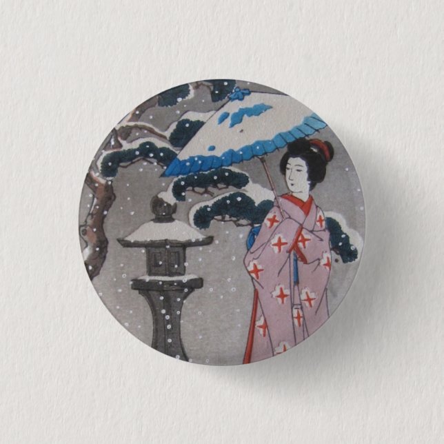 Geisha 3 Cm Round Badge (Front)