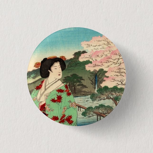 Geisha 3 Cm Round Badge (Front)