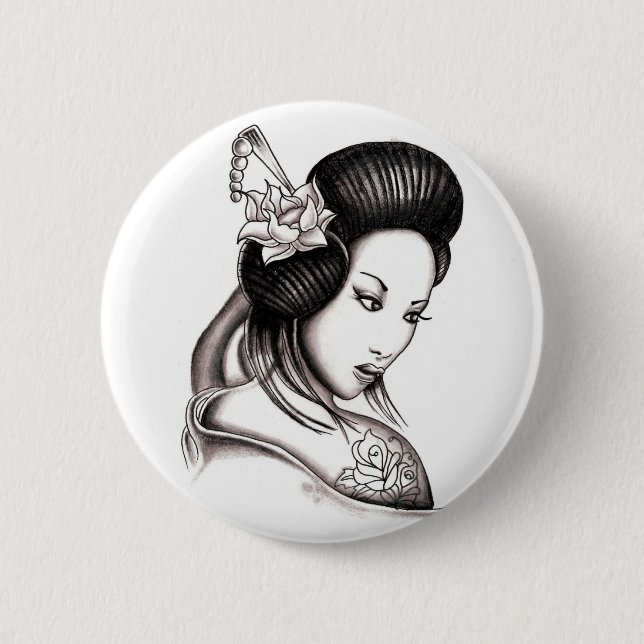 geisha 6 cm round badge (Front)