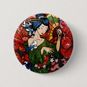 Geisha 6 Cm Round Badge