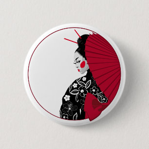 Geisha 6 Cm Round Badge