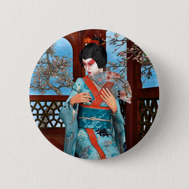Geisha 6 Cm Round Badge (Front)