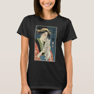 Geisha And Cat 1 Ukiyo E Japanese Warrior Samurai T-Shirt