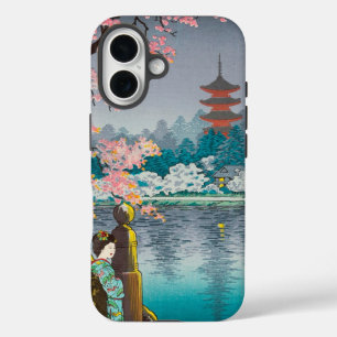 Geisha and Cherry Tree, Ueno Park japanese scenery iPhone 16 Case